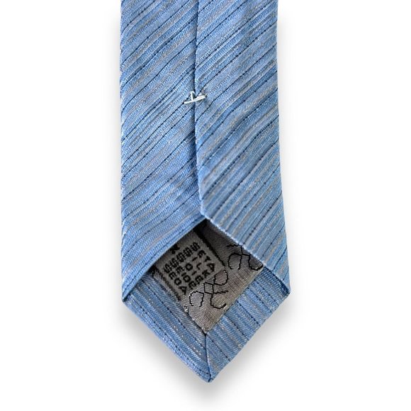 Tino Cosma Men's Tie Size 56.5 x 3.5 Blue Silver Striped 100% Silk Made in Italy - Picture 8 of 11